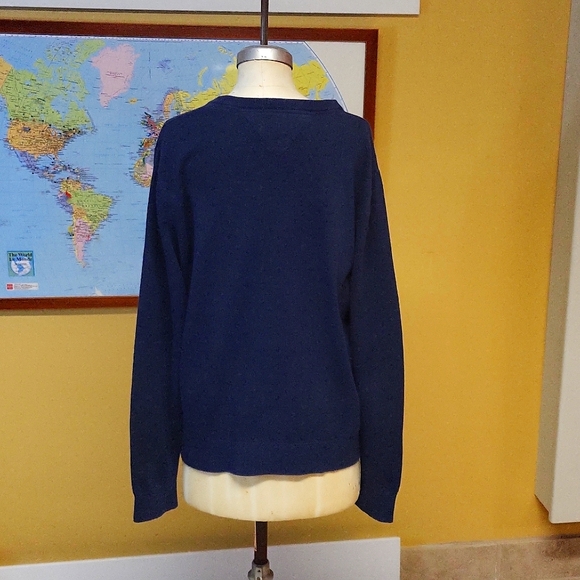 Tommy Hilfiger Signature V Neck men's Long sleeves Sweater, medium, navy blue - Picture 7 of 13